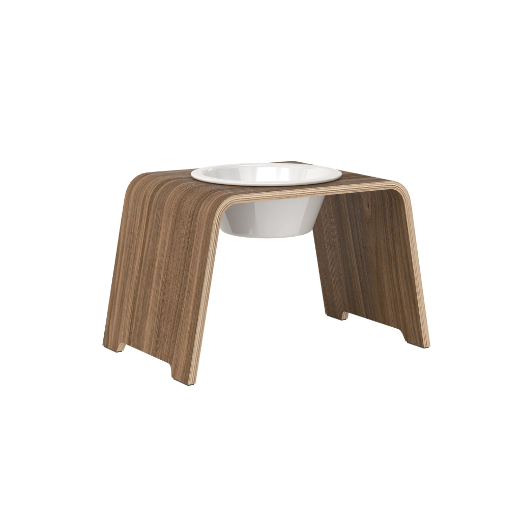 dogBar® Single M-large Nussbaum mit Porzellan Napf