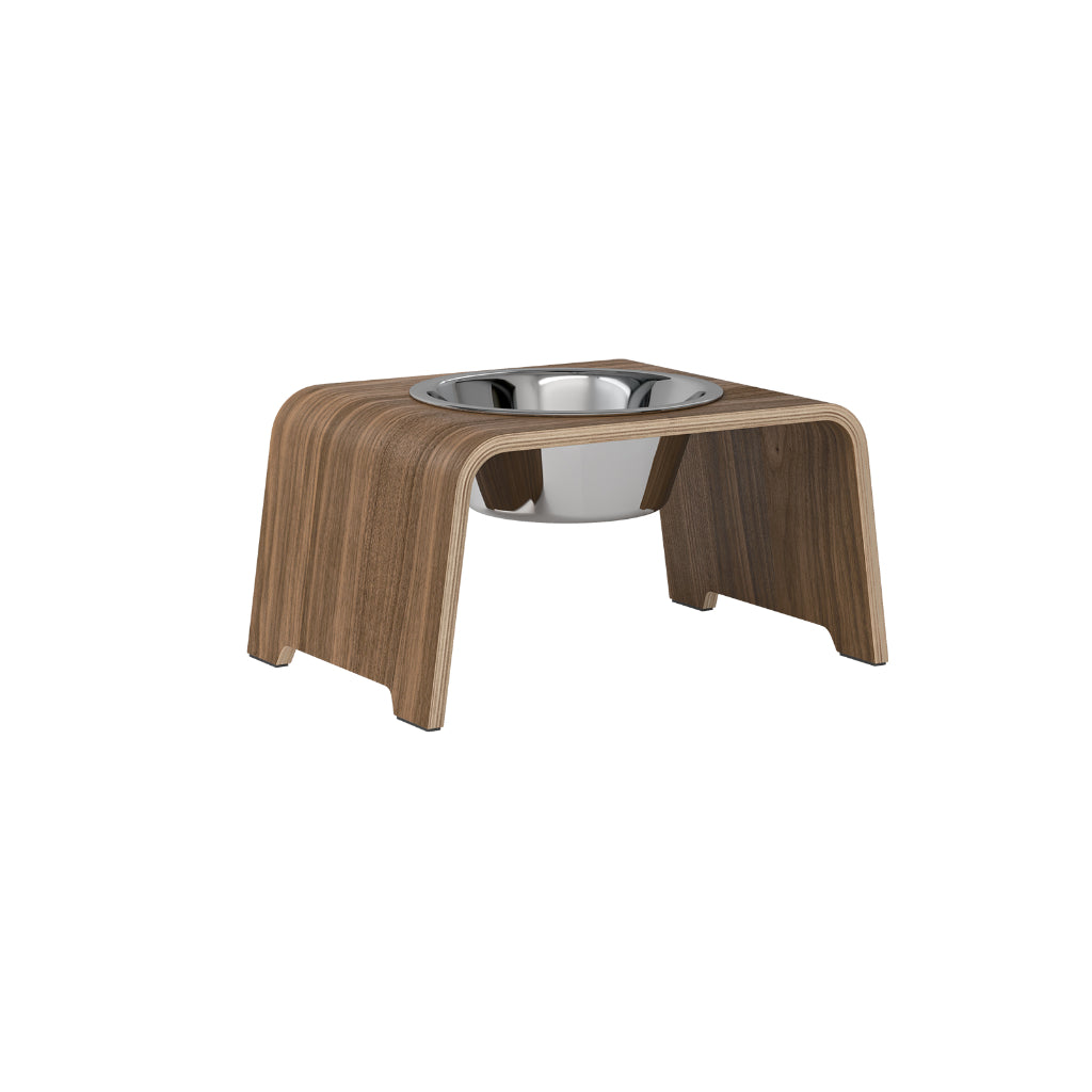 dogBar® Single M Nussbaum mit Edelstahl Napf