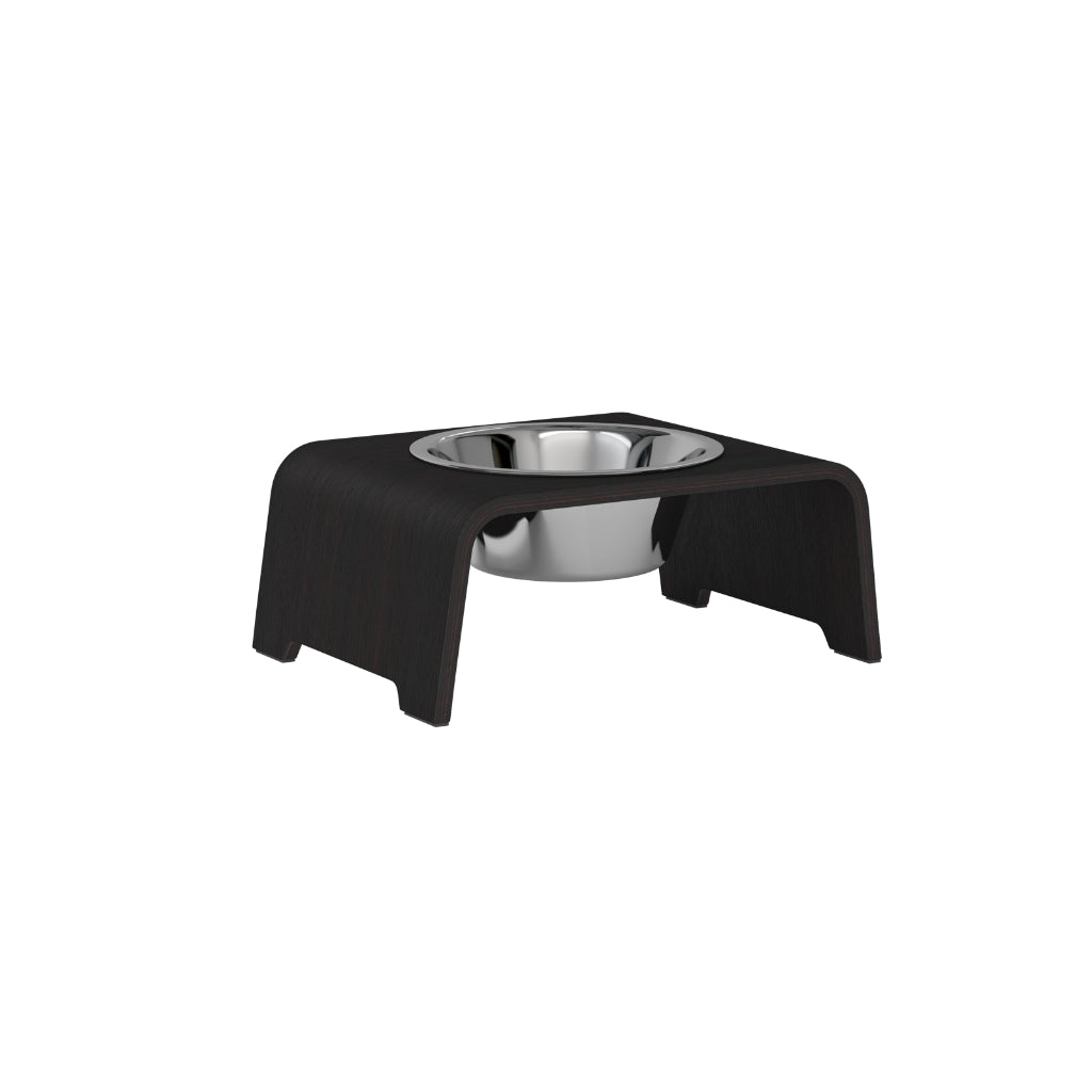 dogBar® Single M-small Eiche dunkel mit Edelstahl Napf