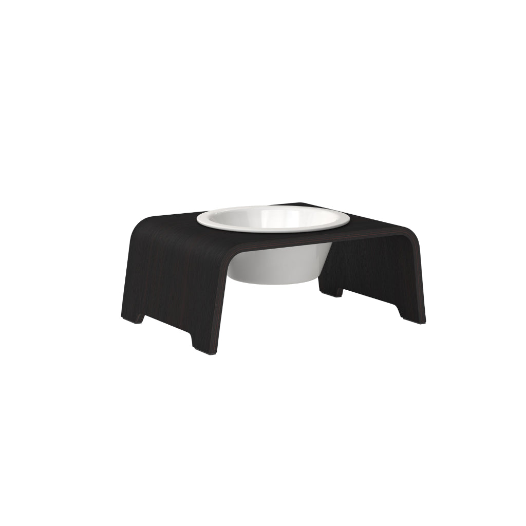 dogBar® Single M-small Eiche dunkel mit Prozellan Napf