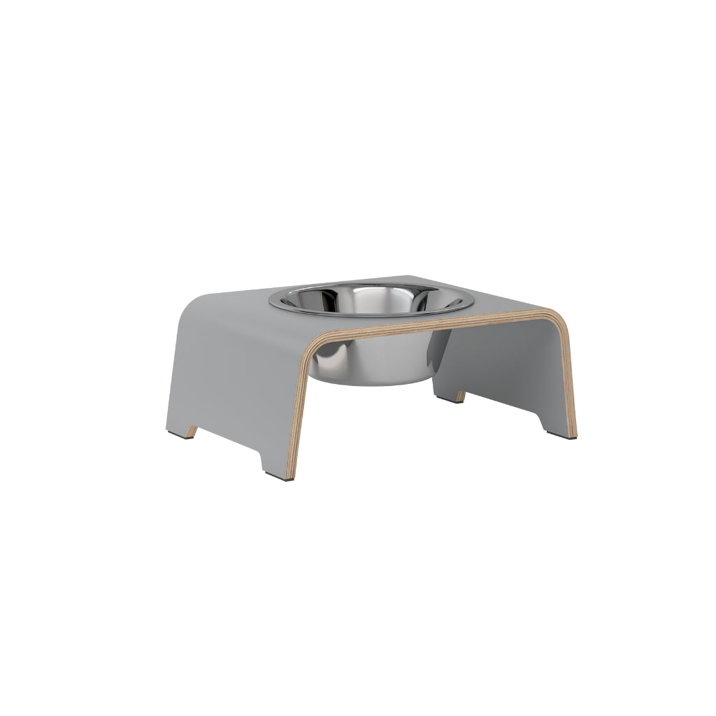 dogBar® Single M-small grau mit Edelstahl Napf