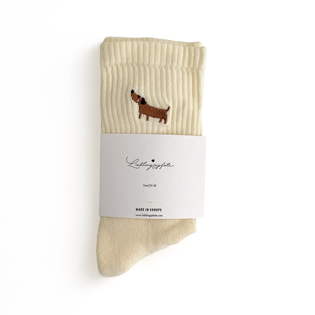 Socken DACKEL off-white - Lieblingspfote