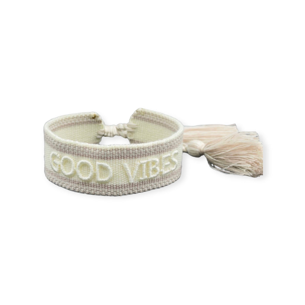 Statement Armband GOOD VIBES Beige