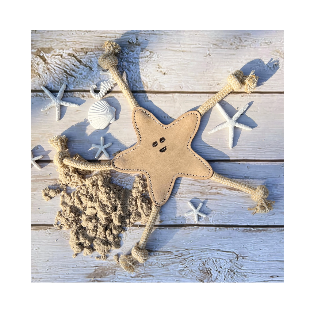 Moodbild 3 Hundespielzeug Zergel STERN aus Leder - Funny Zoo