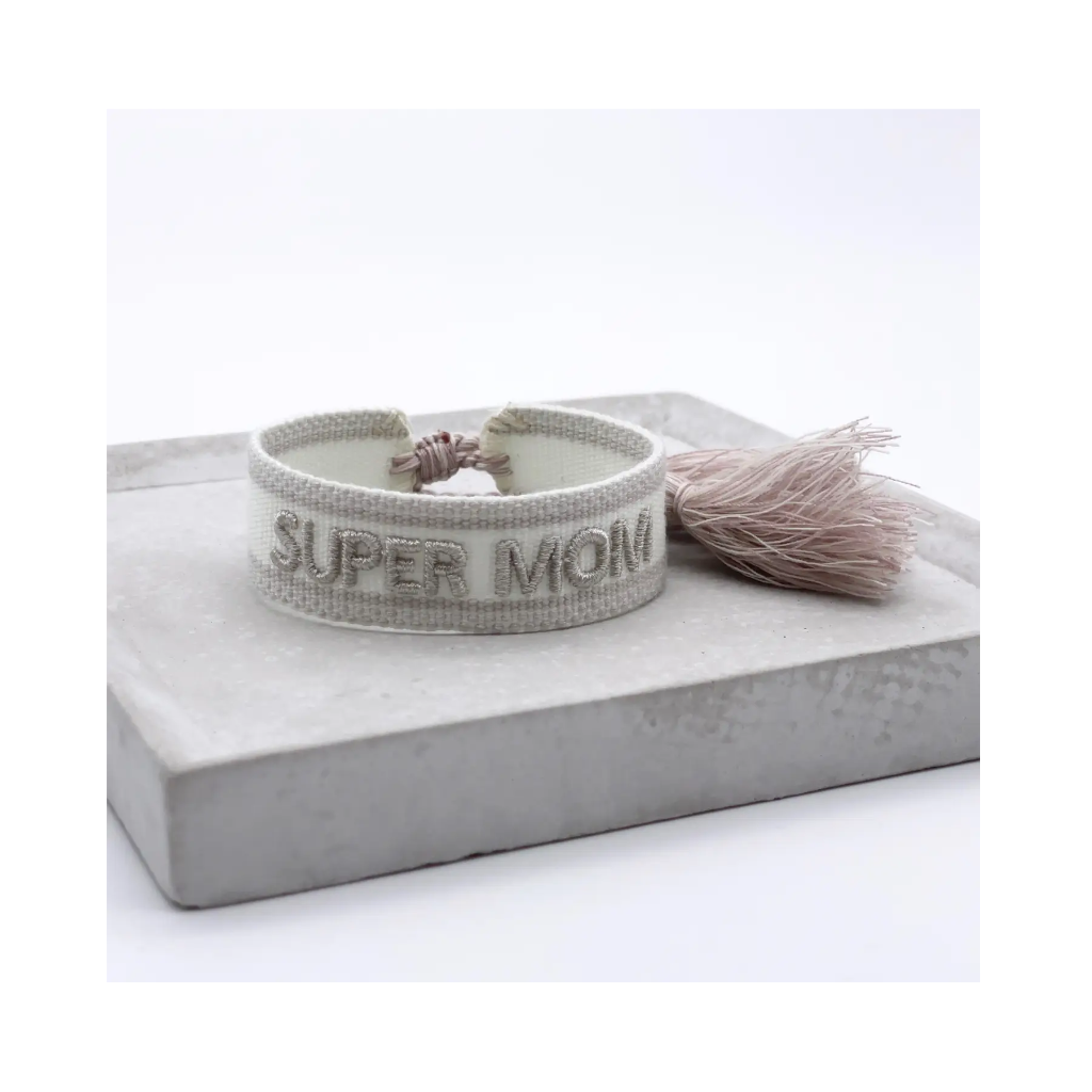Moodbild Statement Armband SUPER MOM Offwhite - LOVIN'DOG