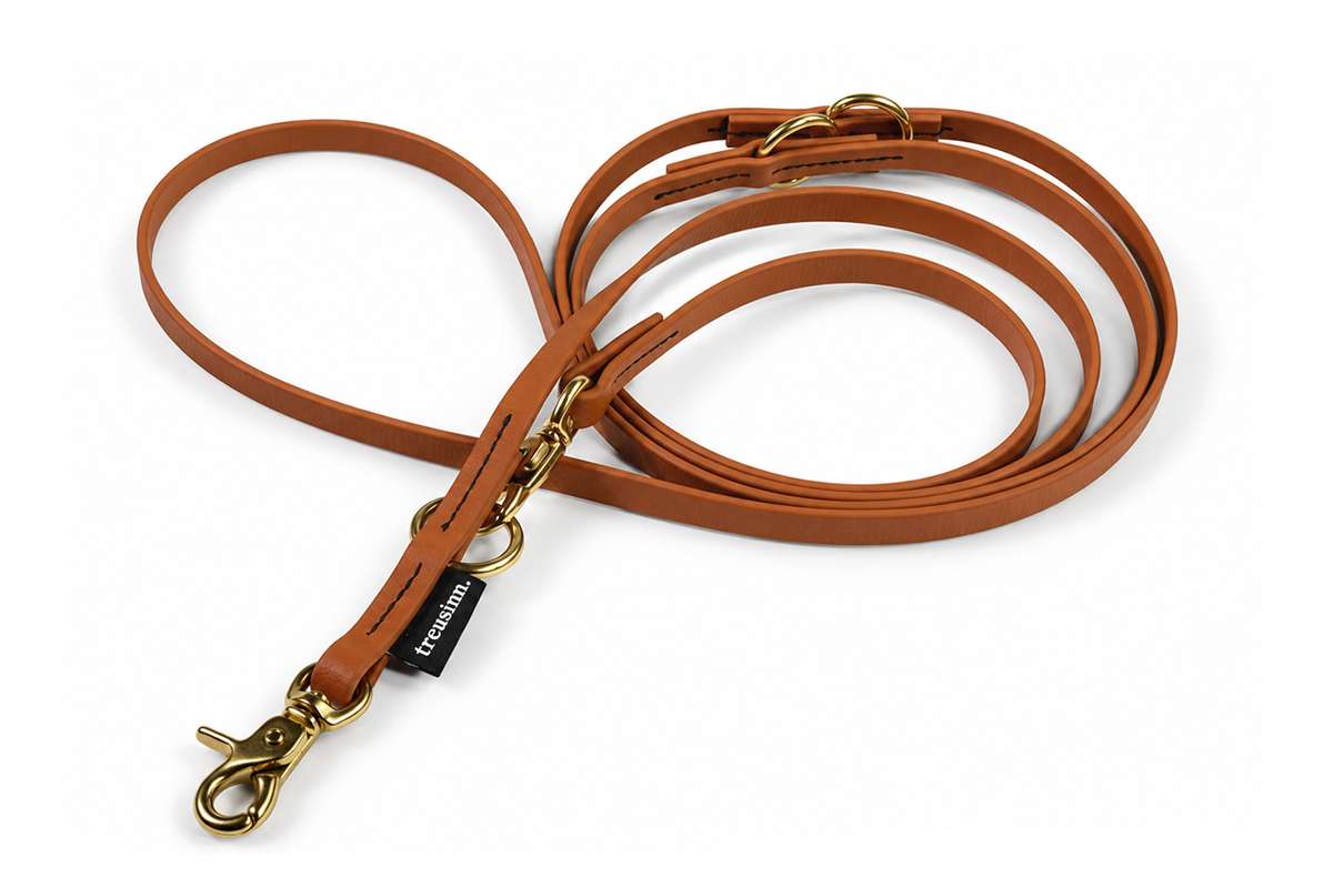 Treusinn Hundeleine verstellbar Biothane STAY Braun