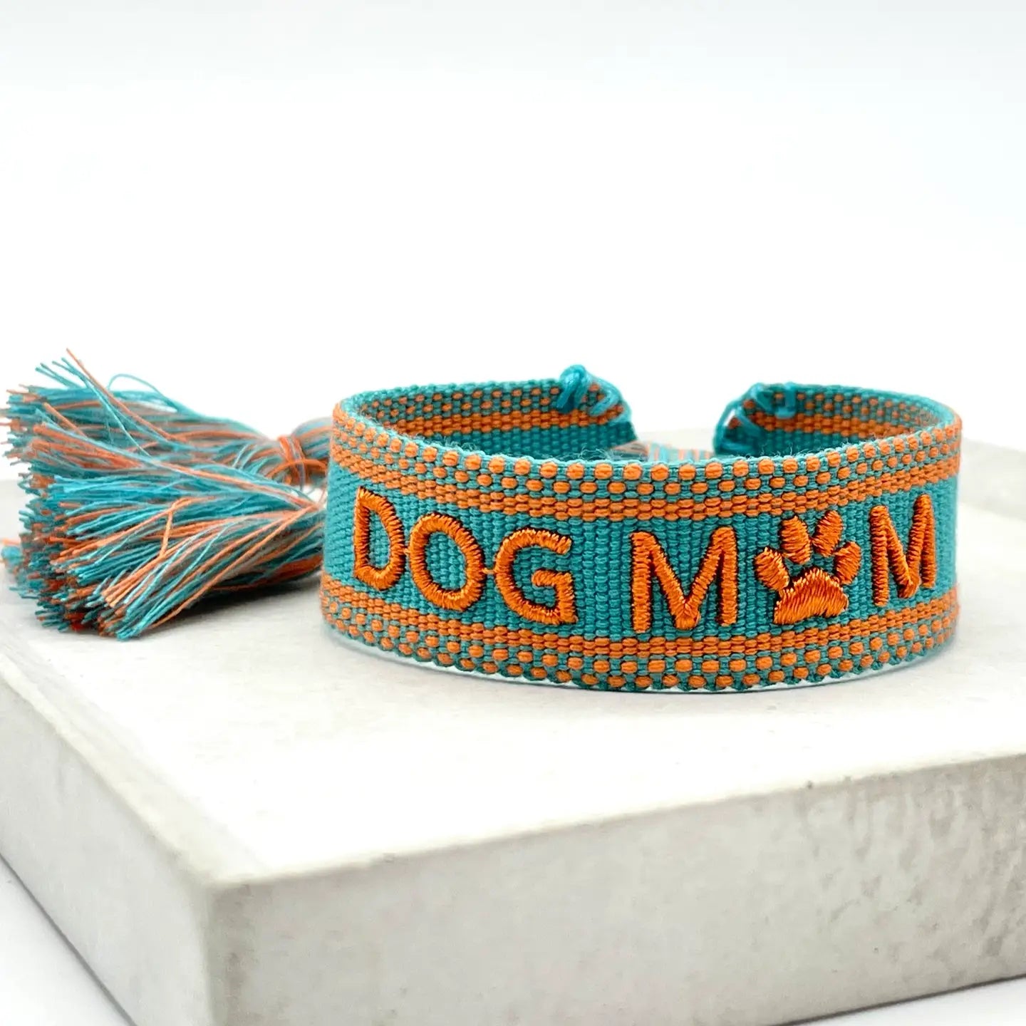 Statement Armband DOG MOM Türkis mit Orange - LOVIN'DOG
