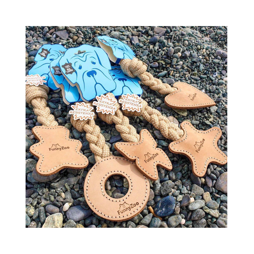 Übersicht Hundespielzeug Zergel aus Leder - Funny Zoo