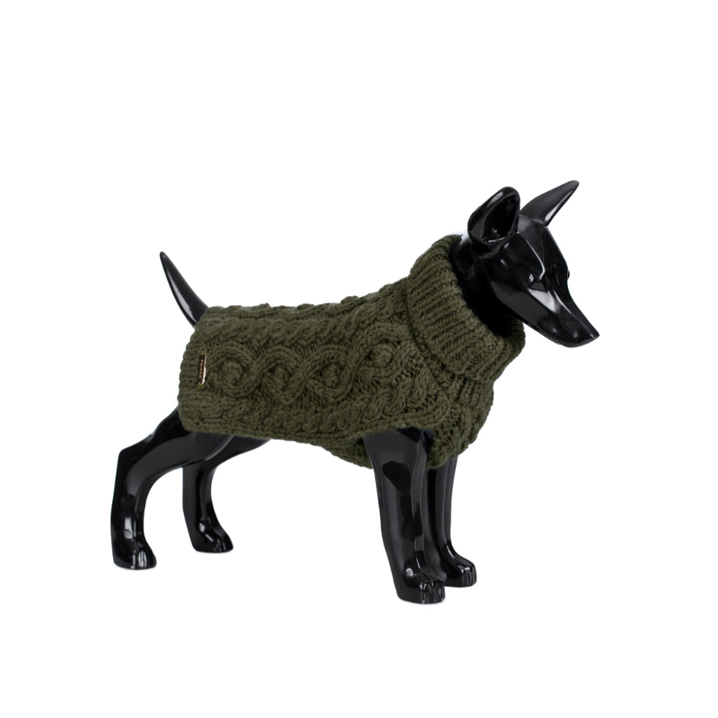 Hundepullover handgestrickt oliv - PAIKKA