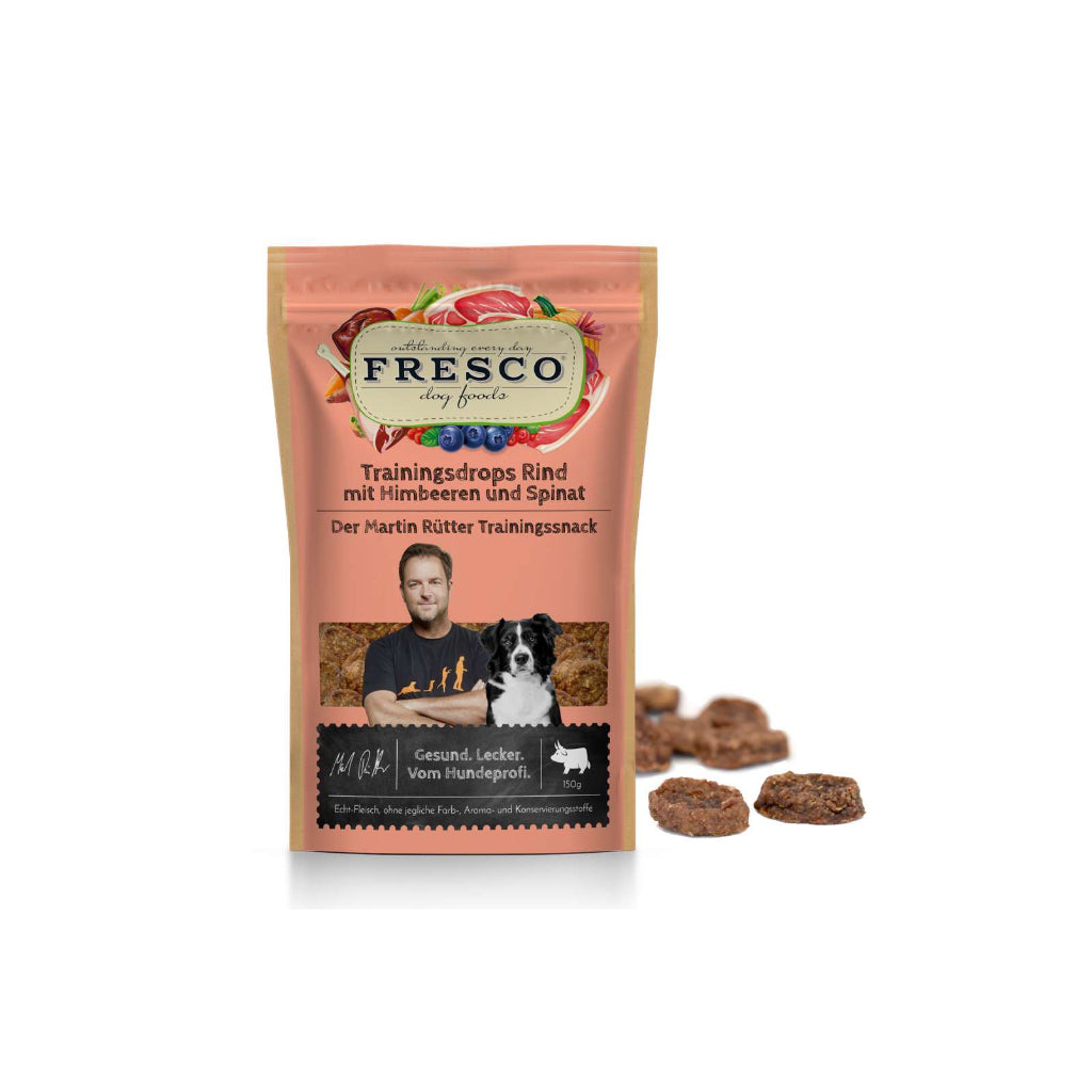 Martin Rütter Trainingsdrops Rind mit Himbeeren und Spinat 150g Tüte - FRESCO