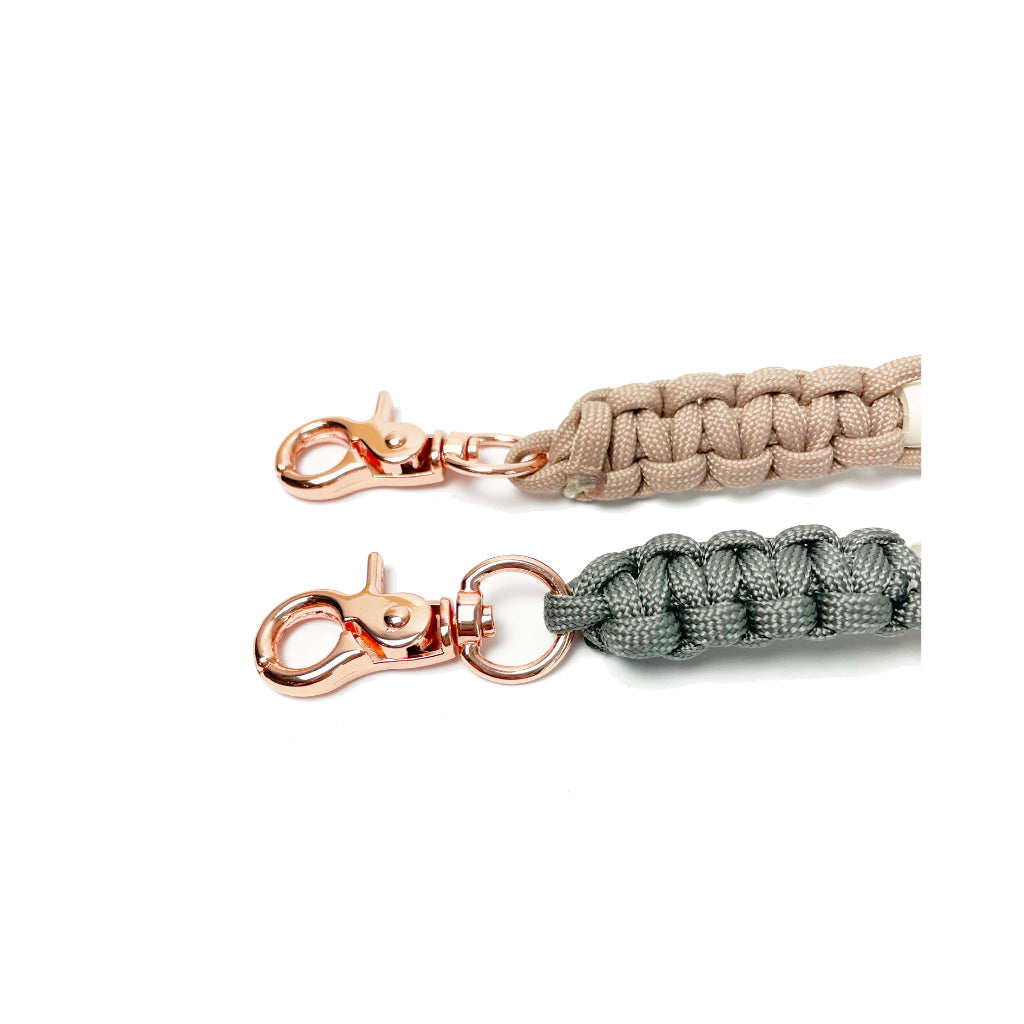 EM-Keramik Zeckenhalsband Paracord geknotet grau & beige mit Scherenkarabiner - LOVIN'DOG