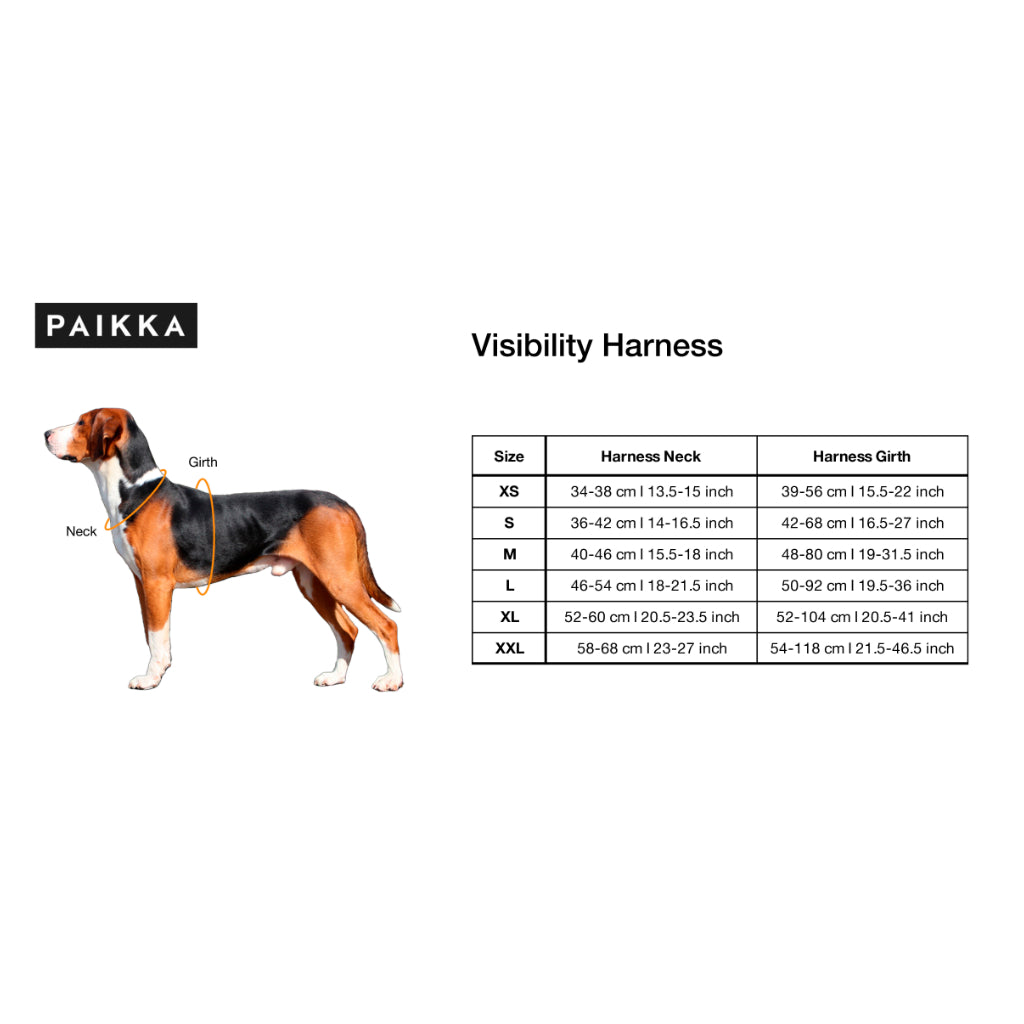 Geschirr Visibility Harness Größentabelle - PAIKKA