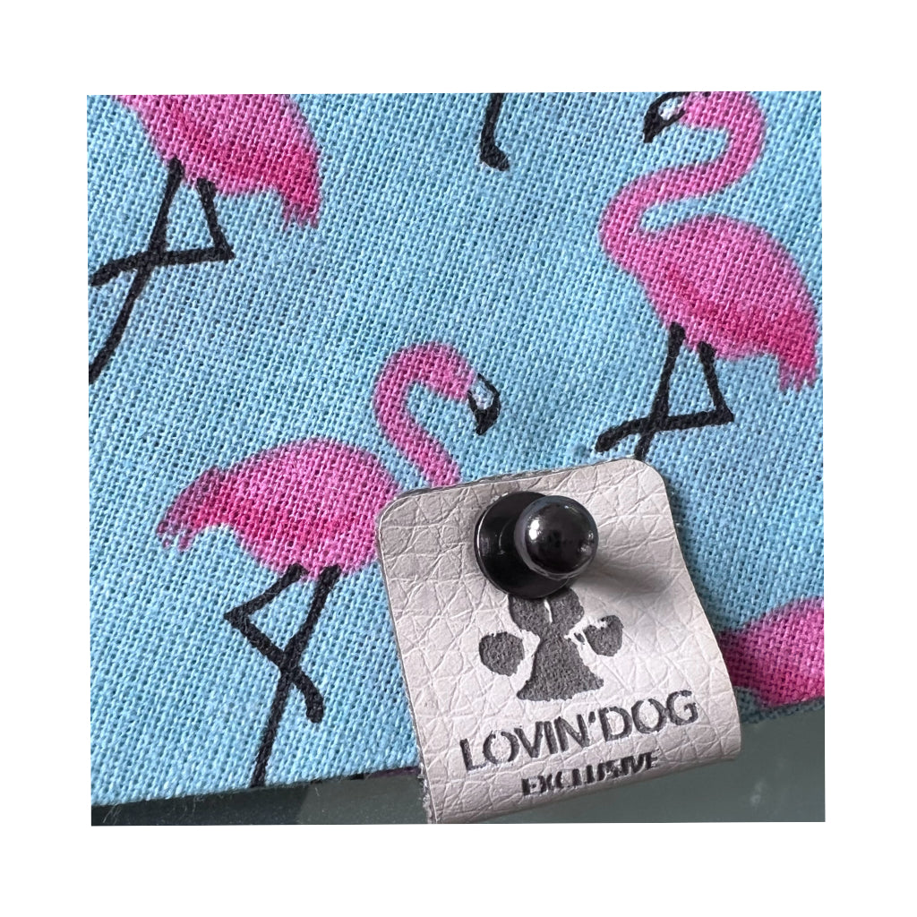 Halstuch für Hunde aus Musselin flamingo Nahaufnahme - LOVIN'DOG