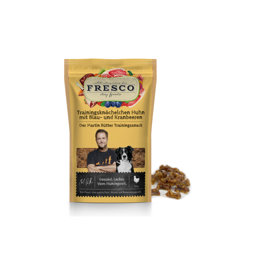Martin Rütter Trainingsknöchelchen Huhn mit Blau- und Kranbeeren 150g Tüte - FRESCO