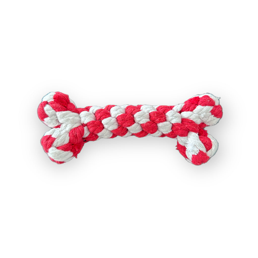 Hundekauspielzeug Knochen rot weiß - LOVIN'DOG
