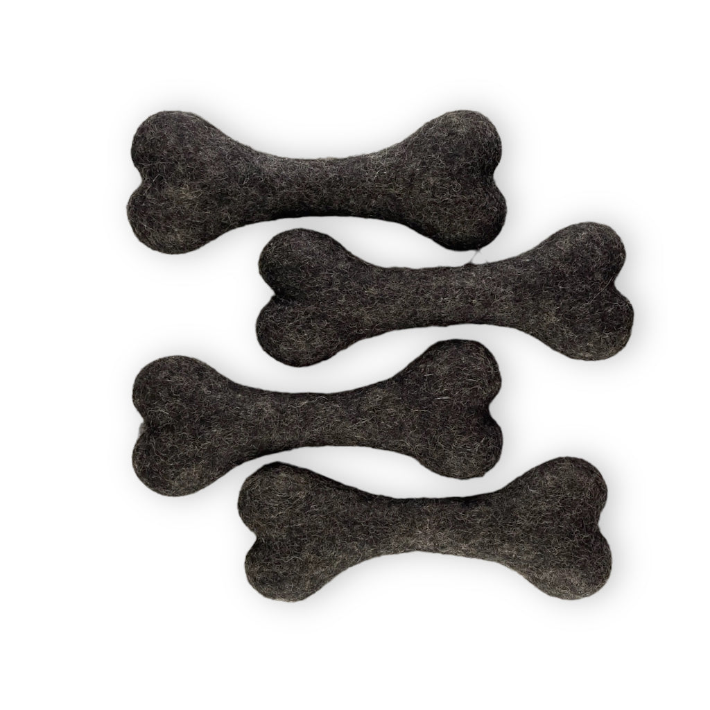 Knochen aus 100% Wollfilz SCHWARZ - Pawsome Pet Toys