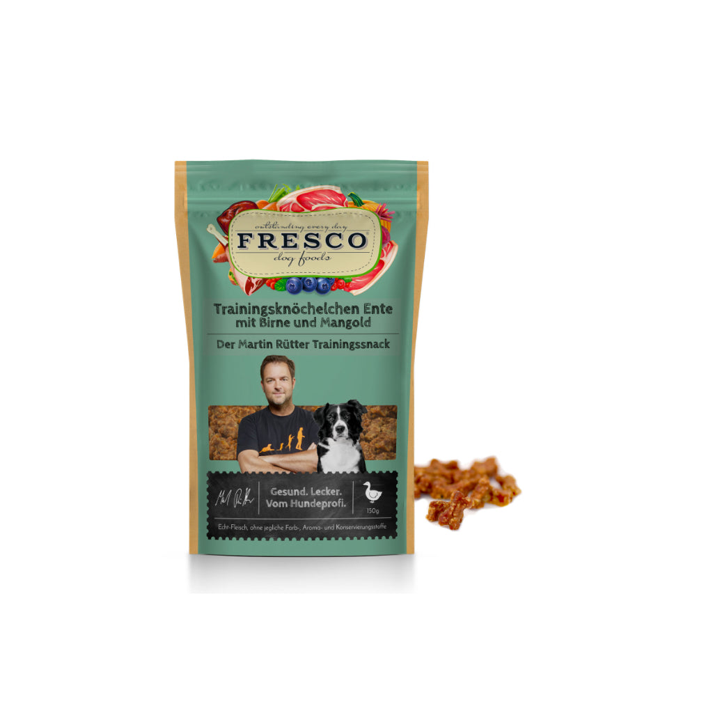 Martin Rütter Trainingsknöchelchen Ente Birne und Mangold 150g Tüte - FRESCO