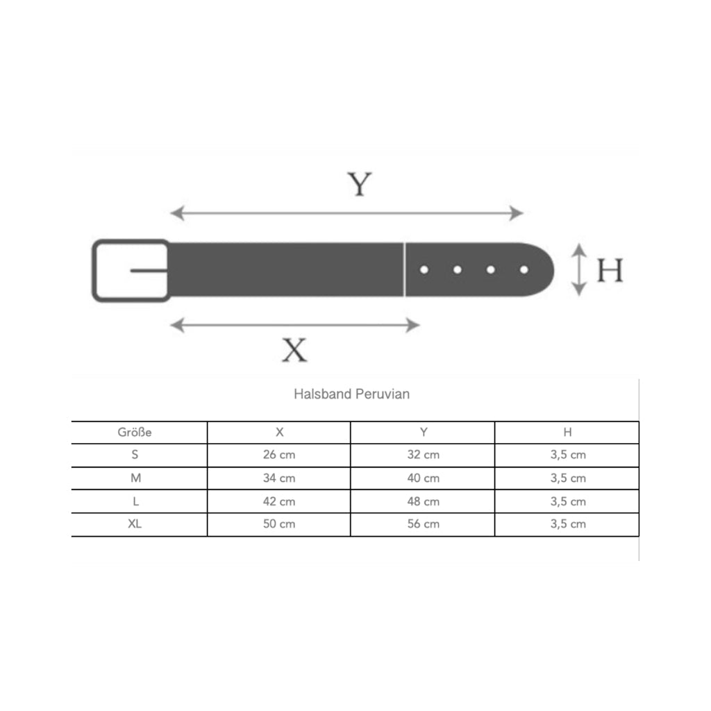 Größentabelle BOHO Halsband Peruvian - Buddys Dogwear