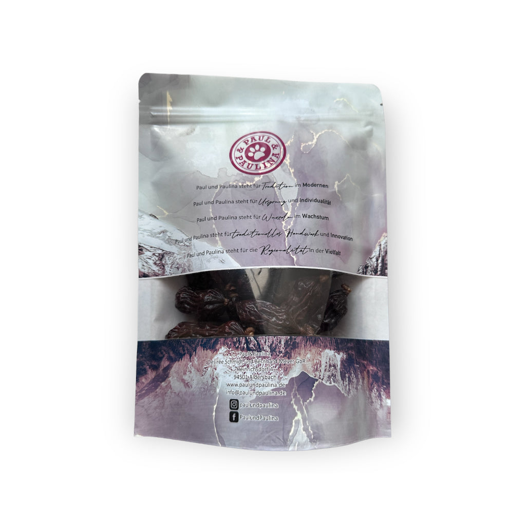 Rückseite Hunde-Pralinen Pferd - Paul & Paulina