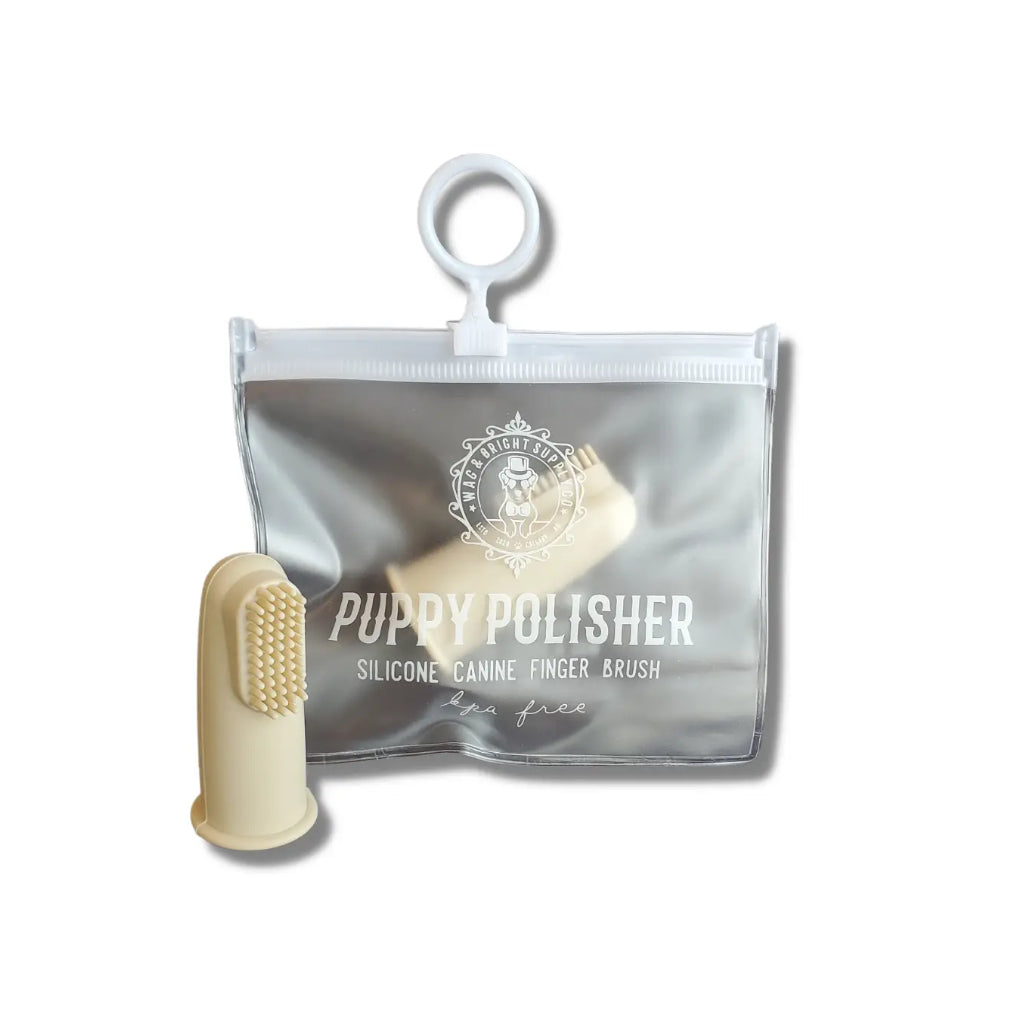 Verpackung Puppy Polisher Zahnfingerling aus Silikon - Wag & Bright Supply Co.