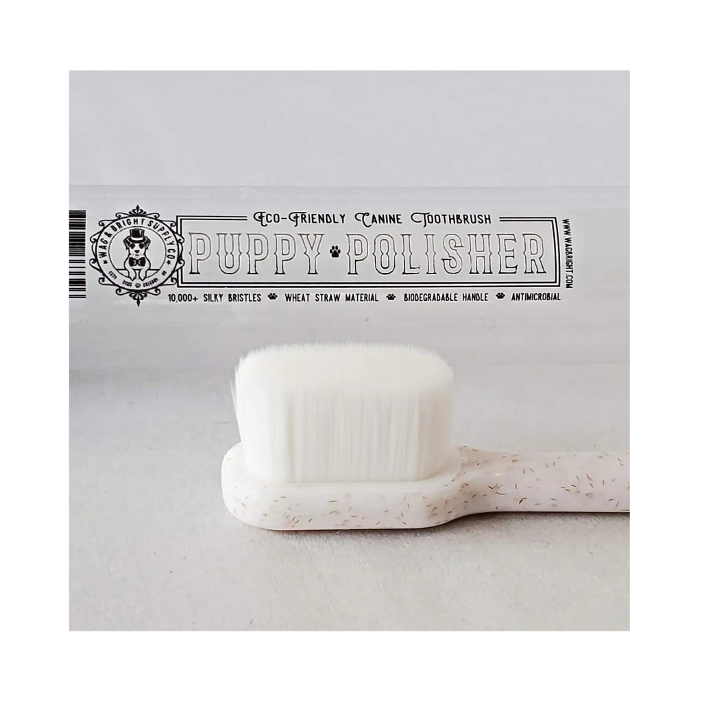 Nahaufnahme Puppy Polisher ultraweiche ECO Zahnbürste - Wag & Bright Supply Co.