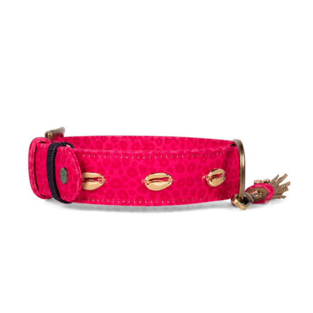 Muscheln Halsband HAWAII Stoff PINK Gr.XL - DWAM
