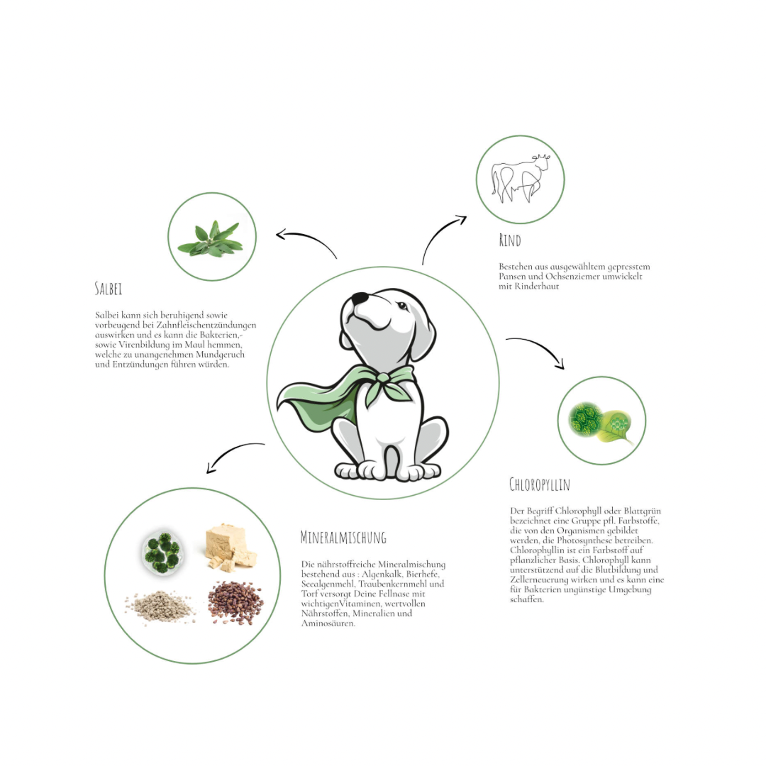 Dentalknochen Kräuter Superfood Knochen Zutaten - GREEN PAWLY