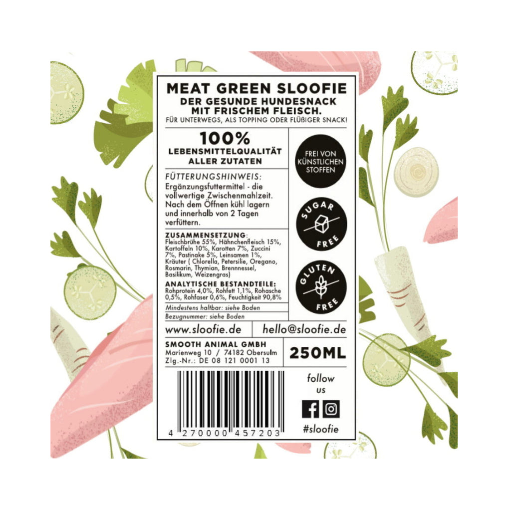 Sloofie Hundesmoothie - MEAT GREEN Power Zutaten