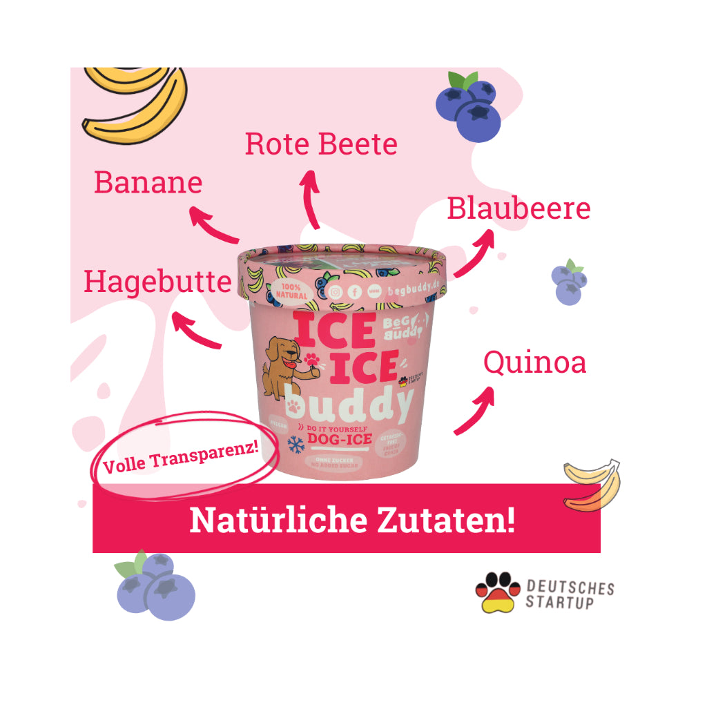 Zutaten Hundeeis mit Banane und Blaubeere - BeG Buddy