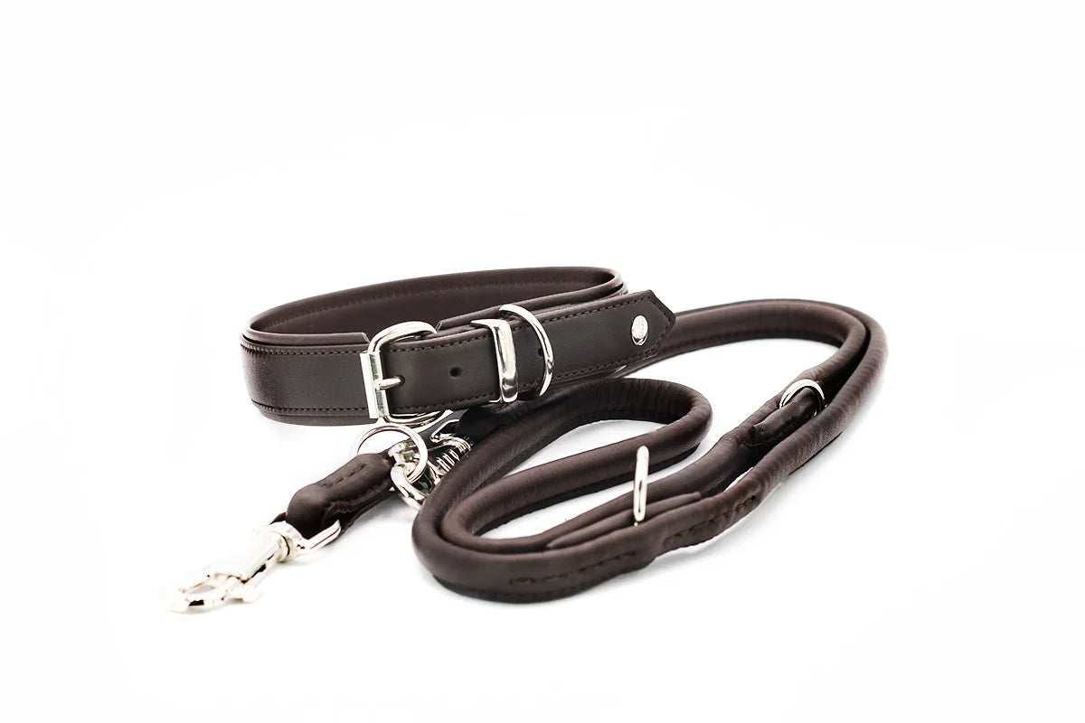 Halsband Klassik Soft Leder Dunkelbraun Silber