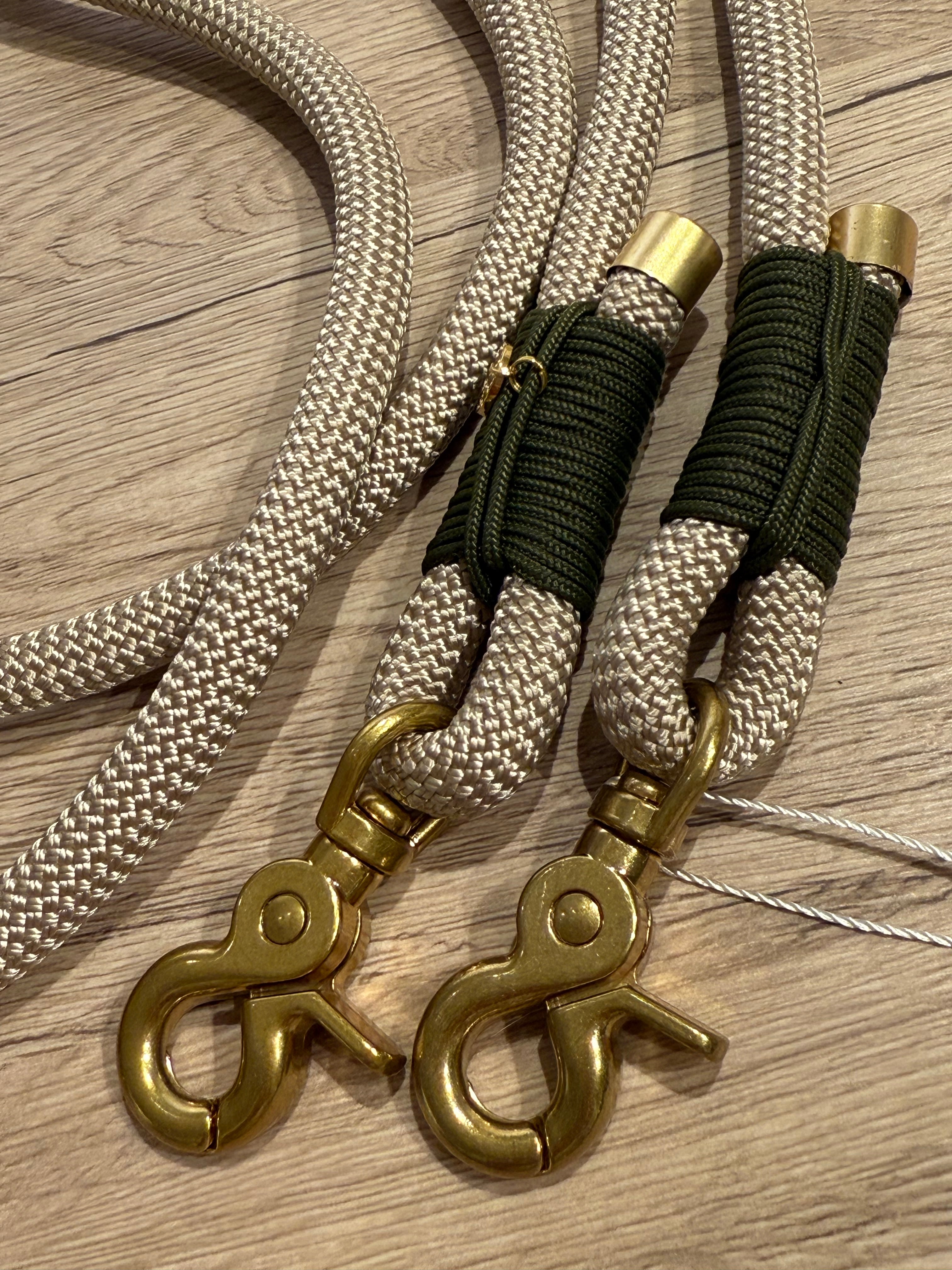 Hundeleine BEIGE OLIVE verstellbar