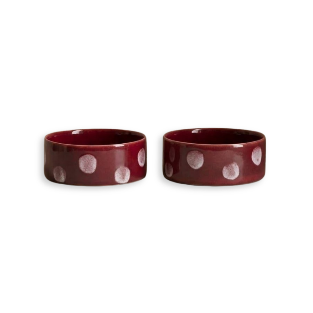 2-teiliges Set Hundenapf POP DOT Burgundy - egg back home