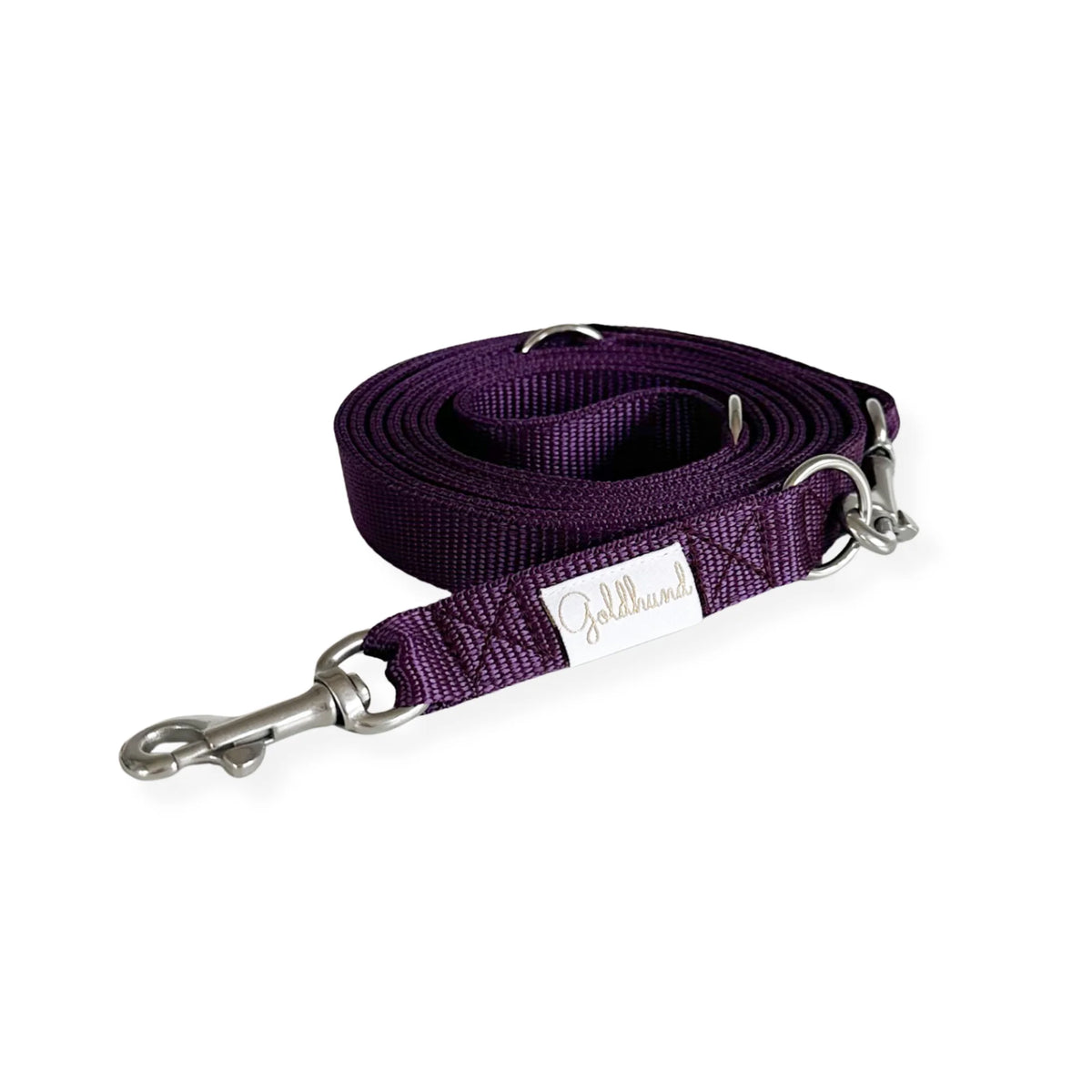 Goldhund Gurtbandleine Dark Plum Silber