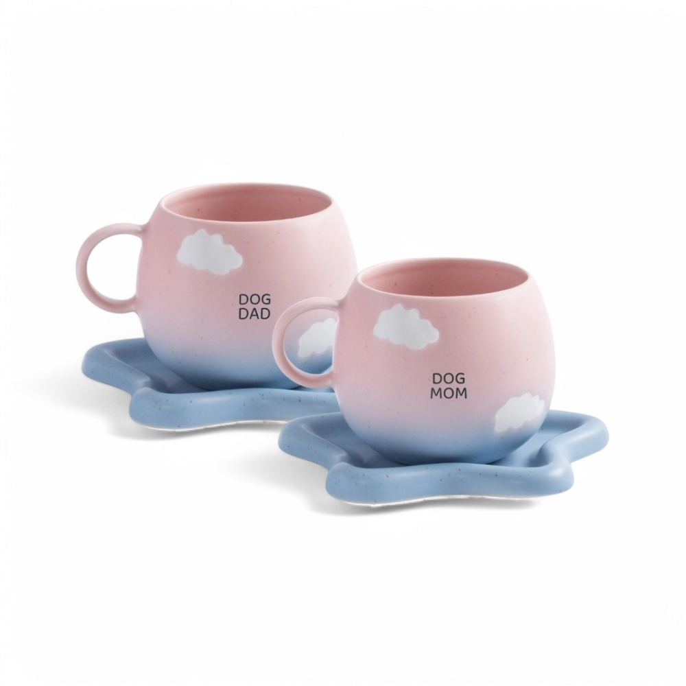 4er-Set Tasse CLOUD SUNSET Twin Tea Mug DOGMOM & DOGDAD - egg back home