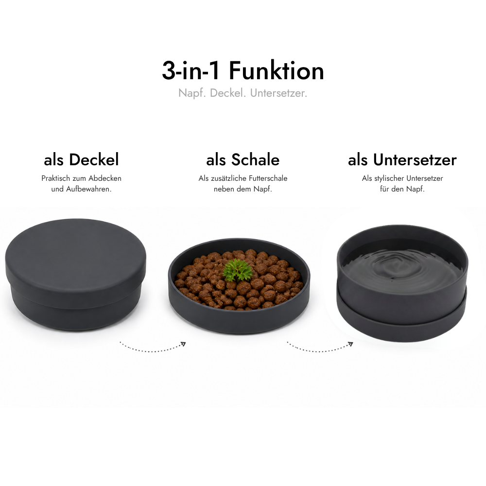 3-in-1 Funktion Travel Napf Set mit Deckel aus TPE DARK - LOVIN'DOG