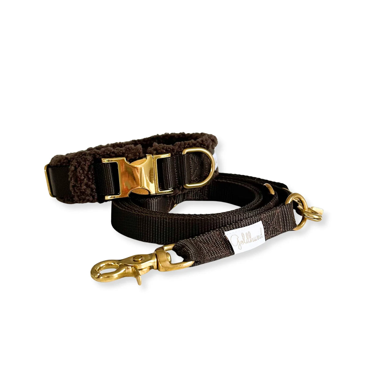 Goldhund Hundehalsband Teddy Dunkelbraun Gold
