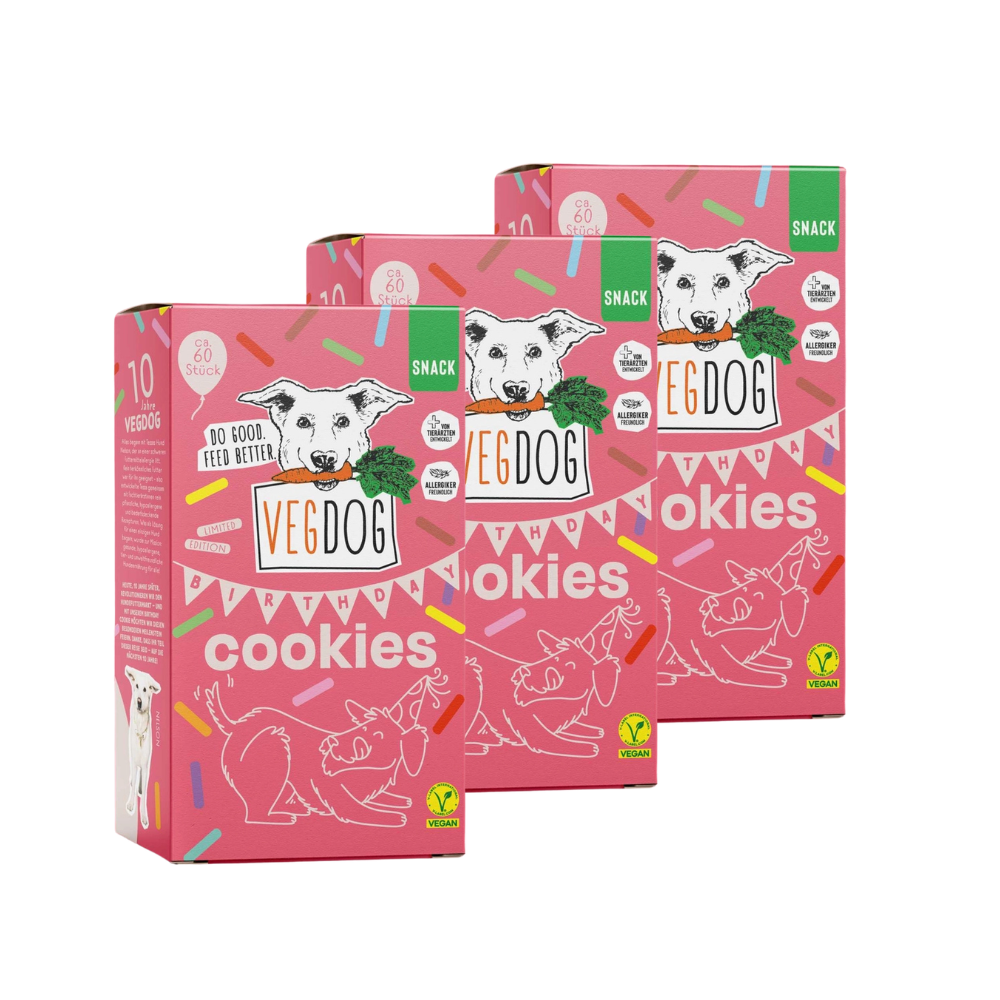 3er Pack VEGDOG Birthday Cookies Hundekekse