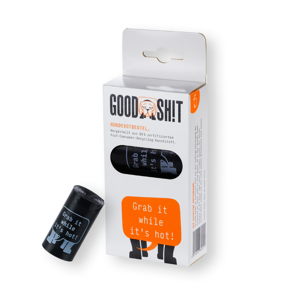4er Packung Hunde-Kotbeutel mit Beispielrolle - GOOD SH!T