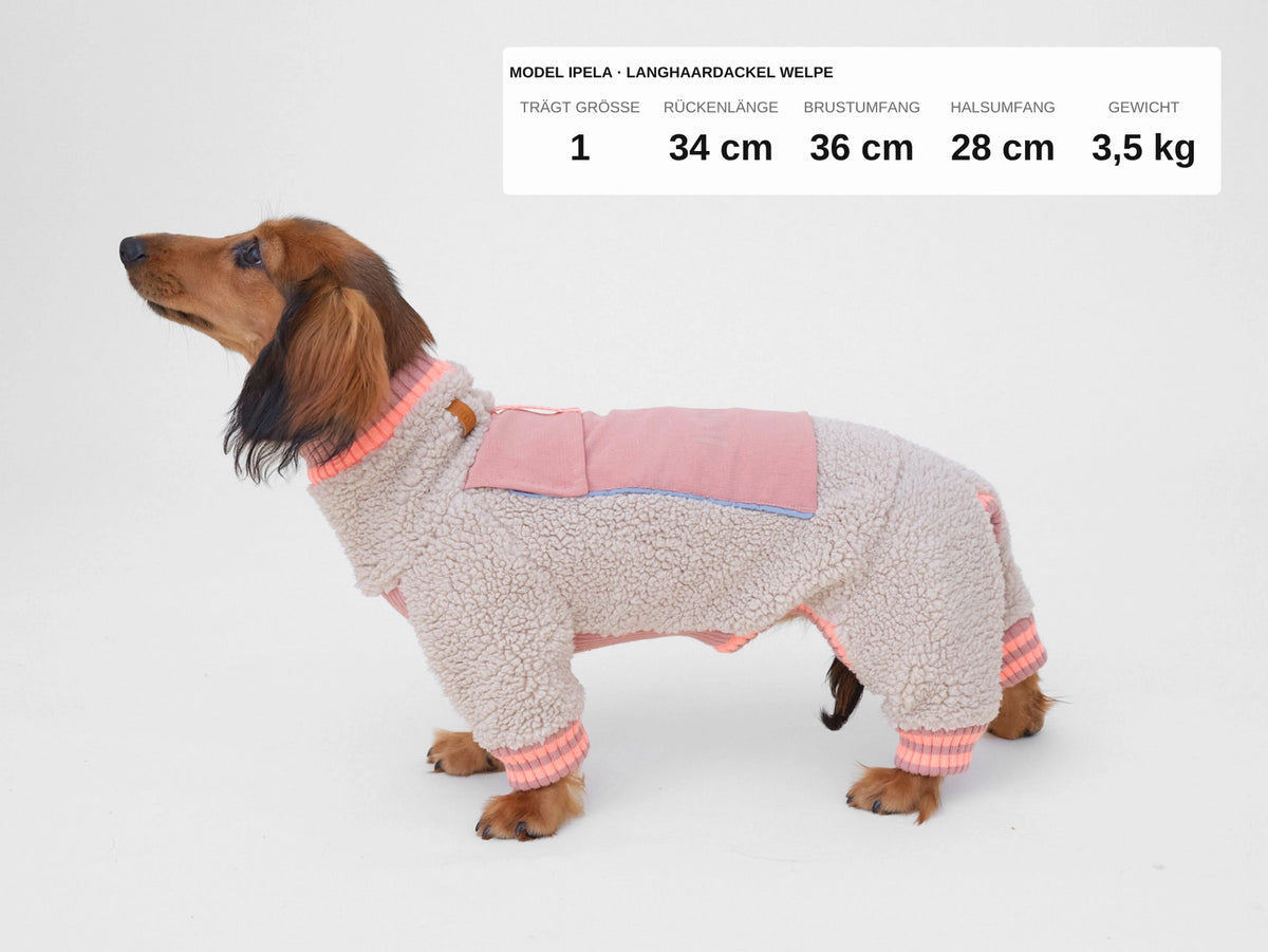 lumiies® Sport Racer Hundeoverall aus Teddy-Sherpa-Fleece Royal Rosewood