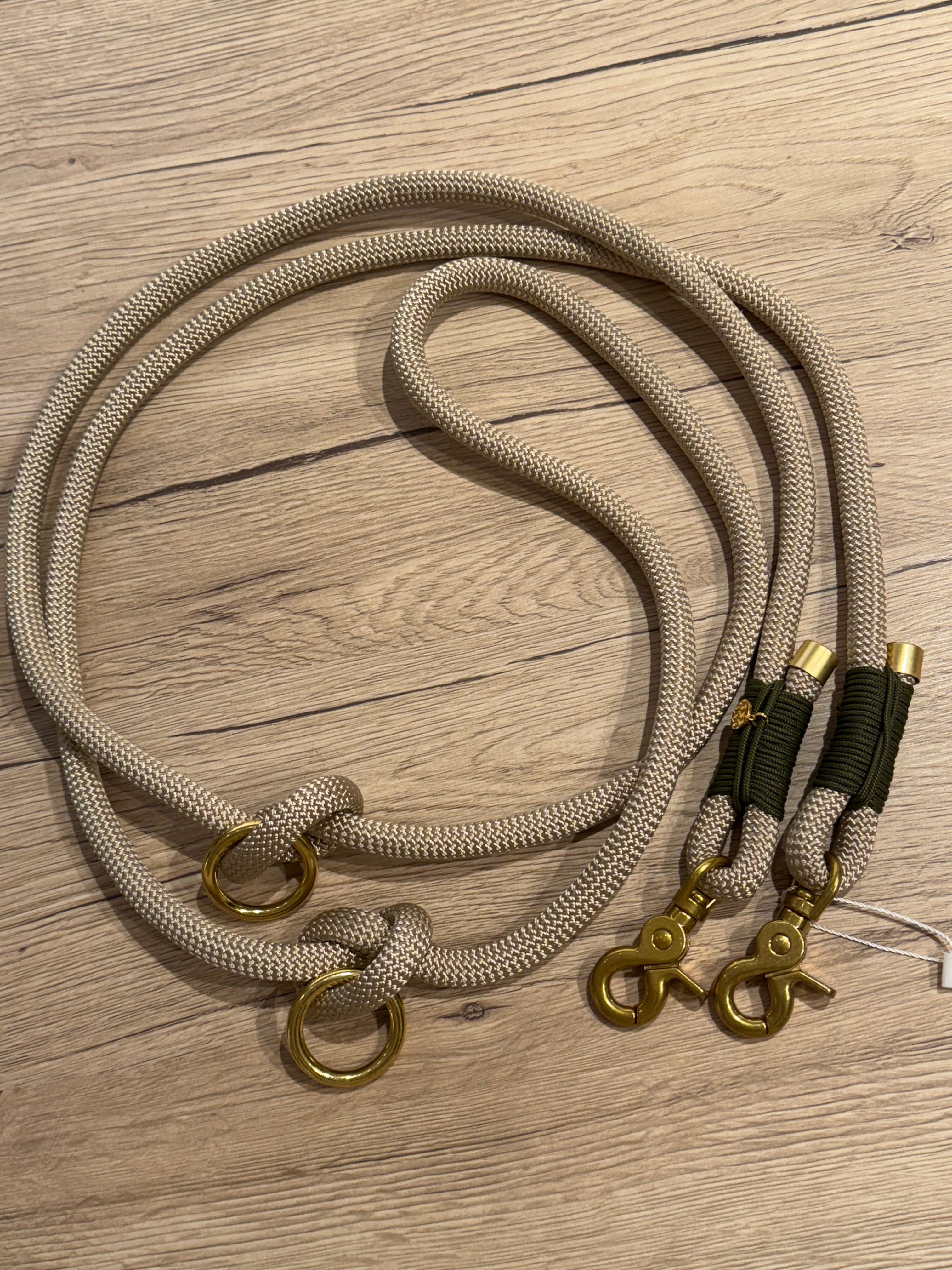 Hundeleine BEIGE OLIVE verstellbar