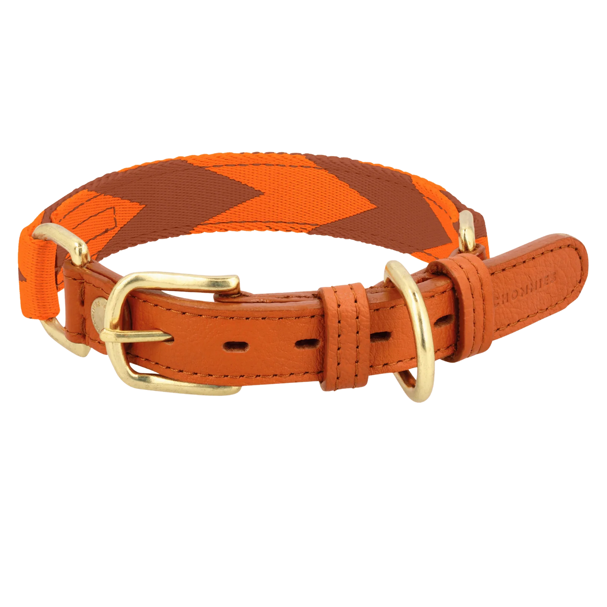 Chommies Adjustable Dog Collar Halsband | Orange & Cognac
