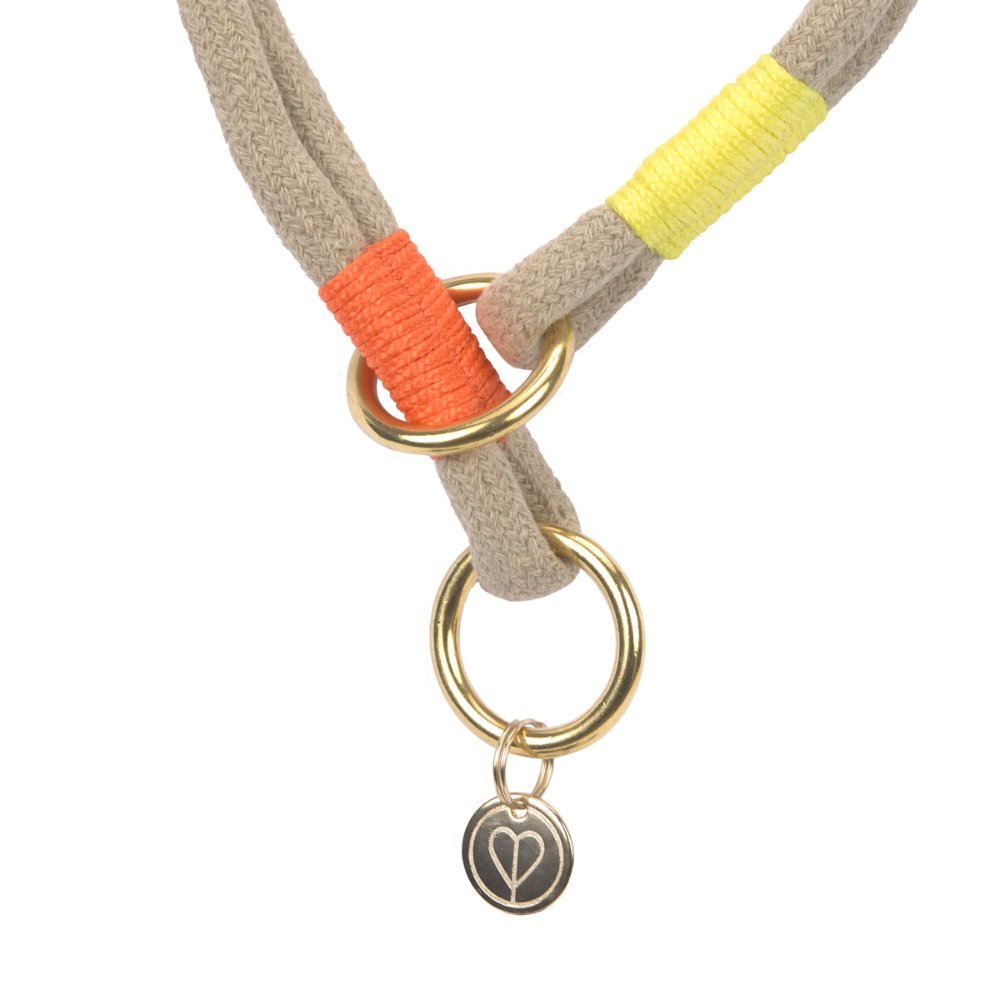 Anhänger Hundehalsband MILA SLIM Natur Neon Orange - PALOPA