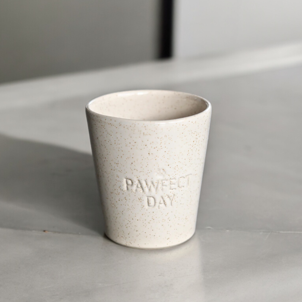 Dekobild Becher aus Keramik PAWFECT DAY Beige - little woof