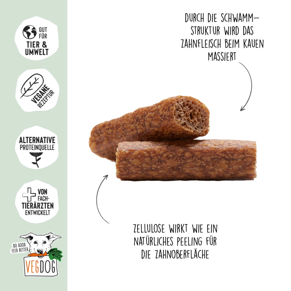 Beispielinhalt Hundesnack Dentals Kaustange mit Tapioka & Rote Beete - VEGDOG