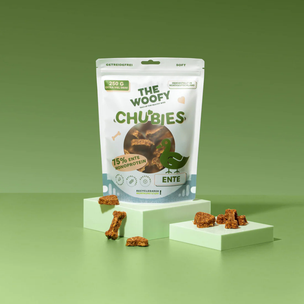 Beispielinhalt Hundesnack Monoprotein Chubies Ente - THE WOOFY