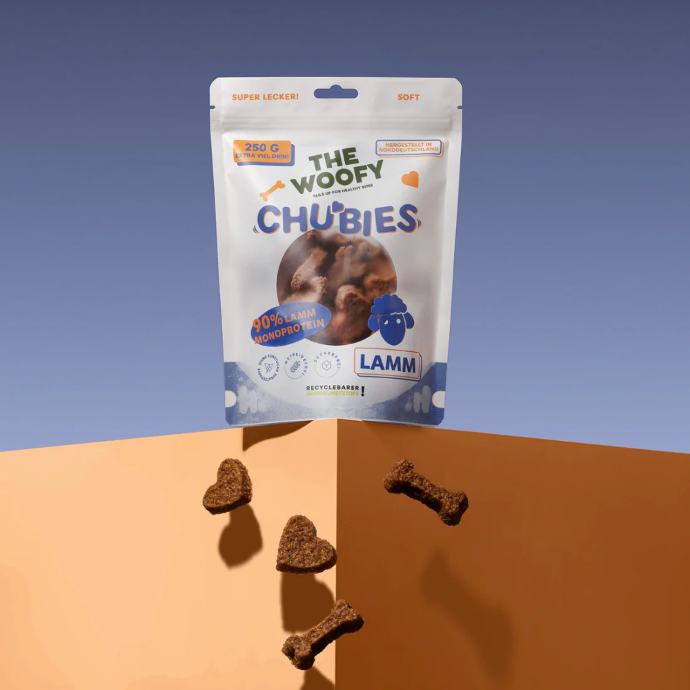 Beispielinhalt Hundesnack Monoprotein Chubies Lamm - THE WOOFY