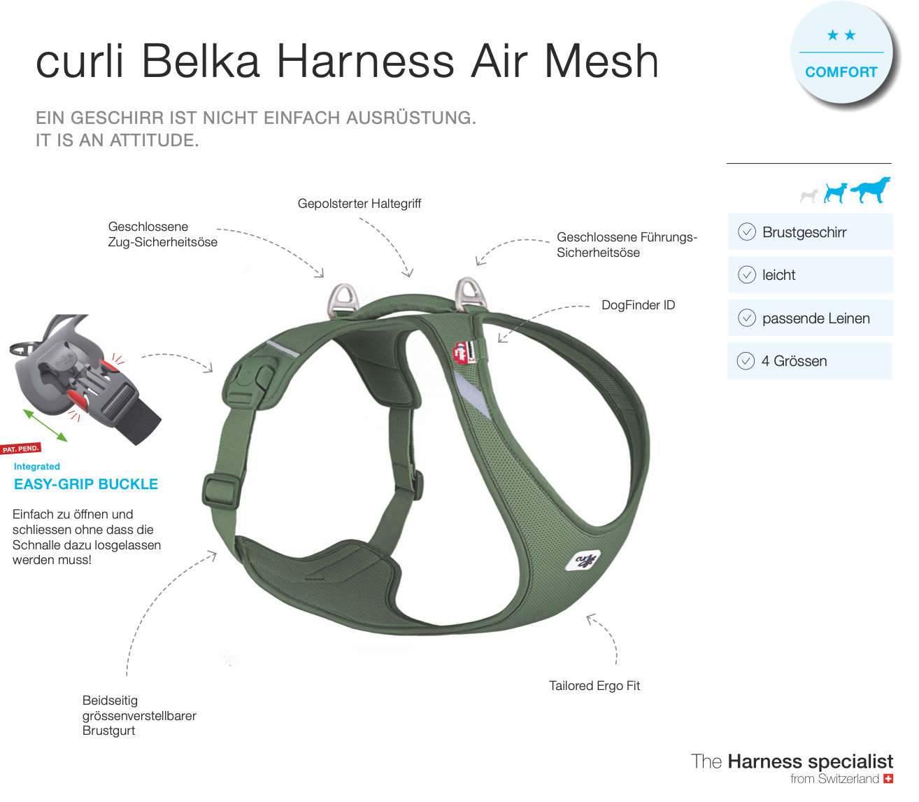 Eigenschaften / Details Hundegeschirr NEW BELKA HARNESS Air-Mesh - Curli