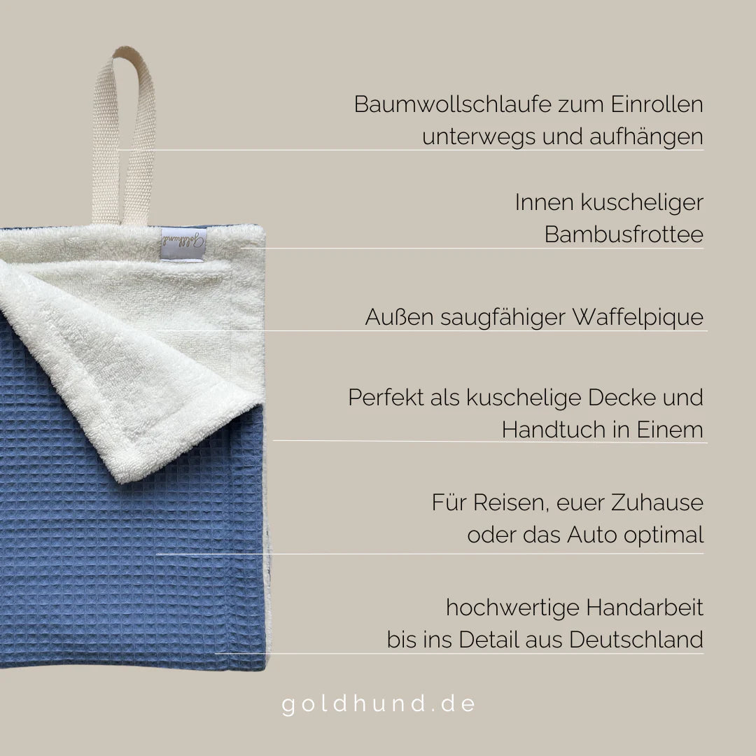 Goldhund Pfotenhandtuch paw towel Küstenblau Weiß