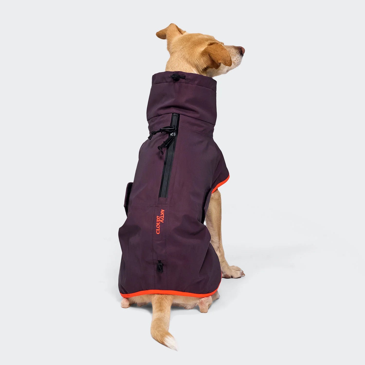 Cloud7 AKTIV Hunderegenmantel Aubergine-Orange
