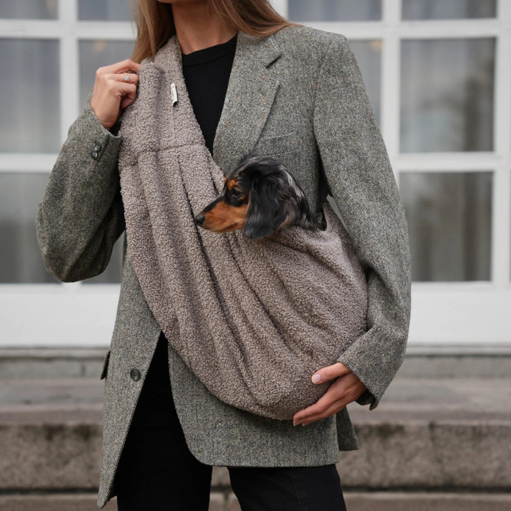 Dackel in Ava Hundetragetasche Teddy Beige - staey